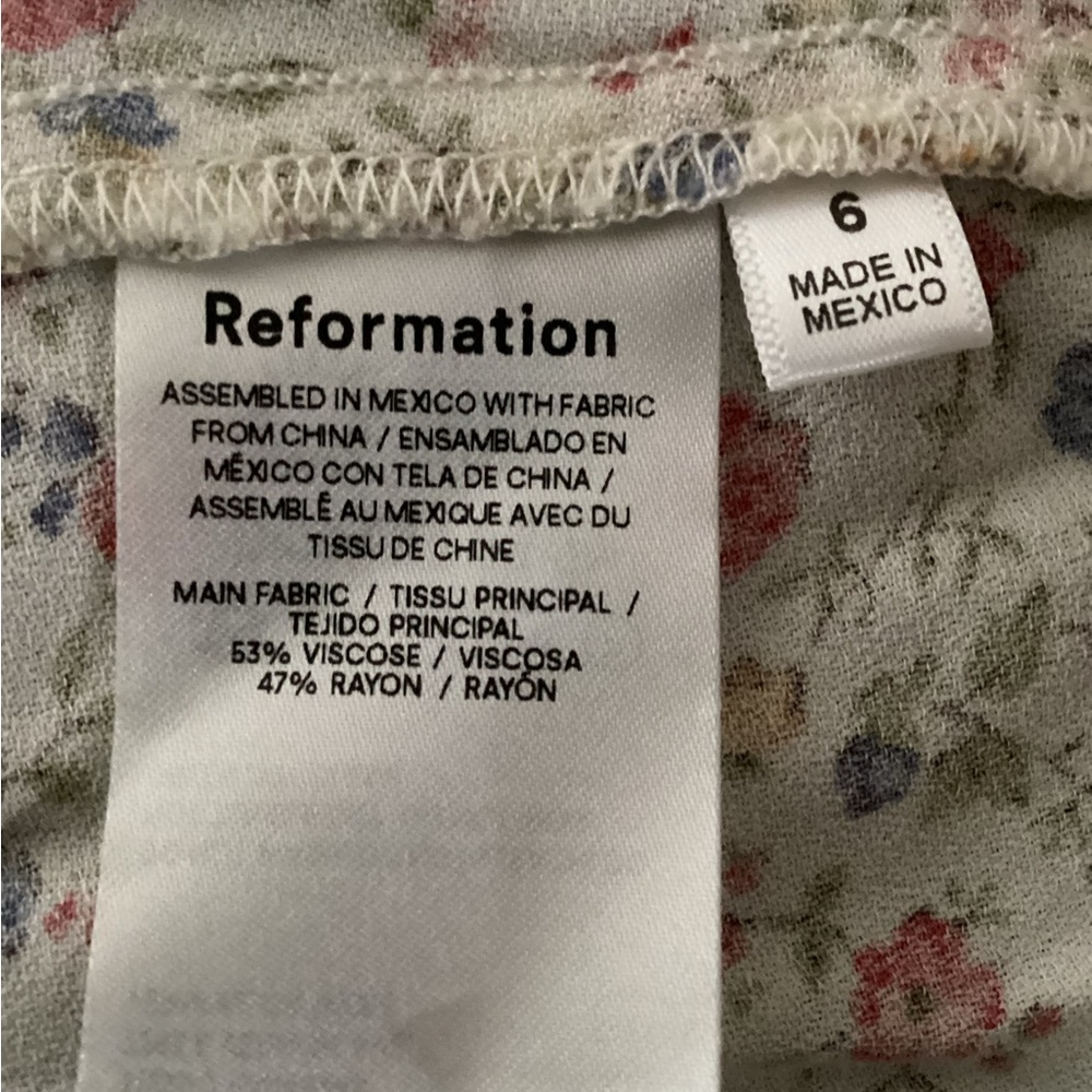 Reformation Cream Floral Midi Dress with Multicolor Print - Picture 5 of 5